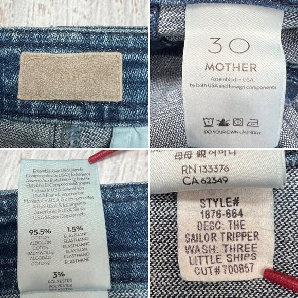MOTHER The Sailor Tripper Jeans SIZE 30 Three Little Ship High Waist Kick Flare - Picture 4 of 10